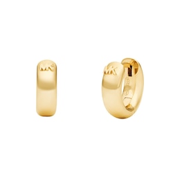 Michael Kors Gold Plated Silver MK Huggie Hoop Earrings