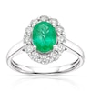 Thumbnail Image 1 of 18ct White Gold Emerald 0.50ct Diamond Cluster Ring