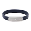 Thumbnail Image 0 of Emporio Armani Men's Blue Leather & Stainless Steel 7 Inch Logo Bracelet