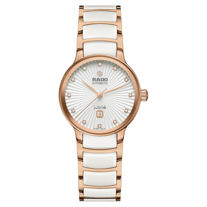 Rado Centrix Ladies' Rose Gold-Tone & White Bracelet Watch