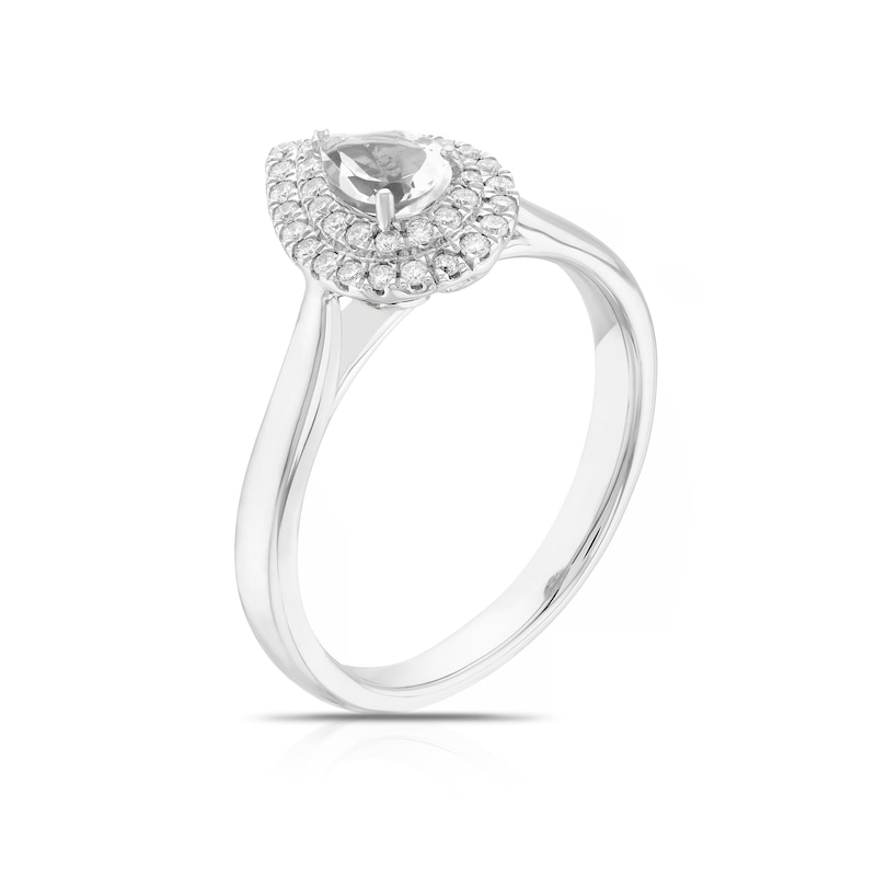 Origin Platinum 0.50ct Diamond Pear Cut Double Halo Ring