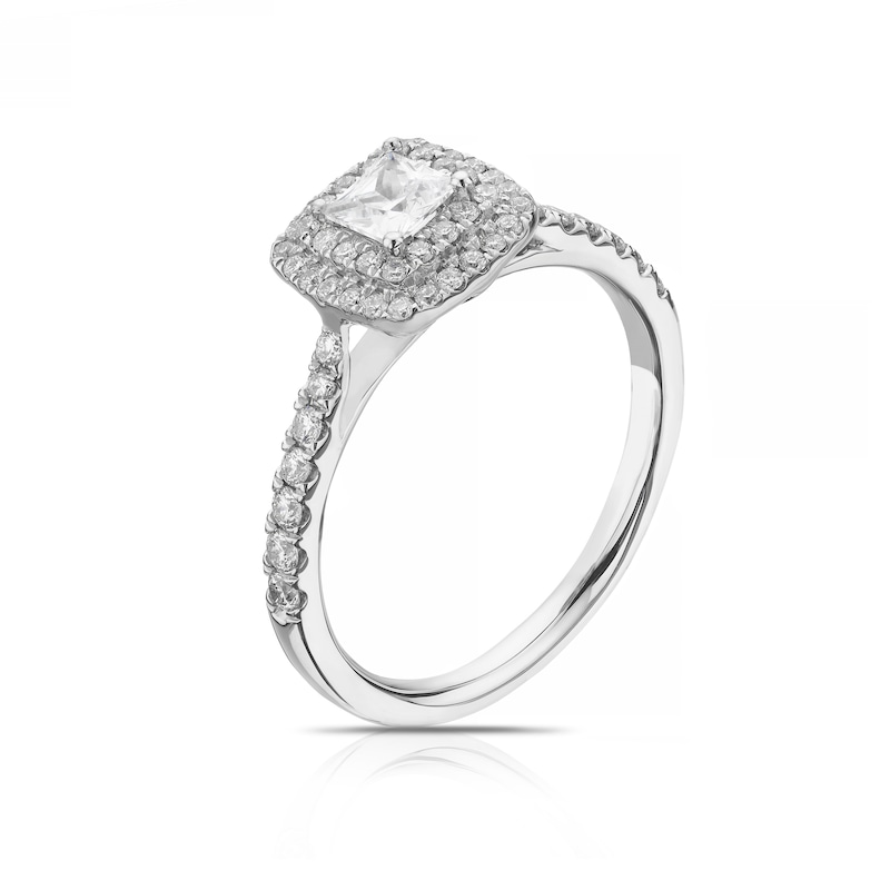 Main Image 2 of Origin Platinum 0.75ct Total Diamond Princess Cut Double Halo Ring