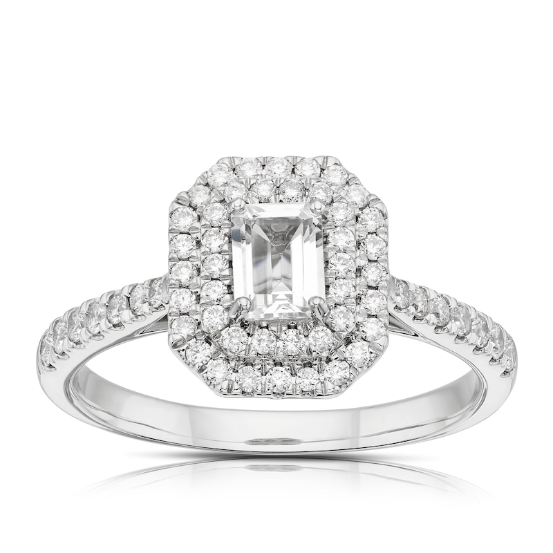 Emerald Cut Diamond Engagement Ring with Halo