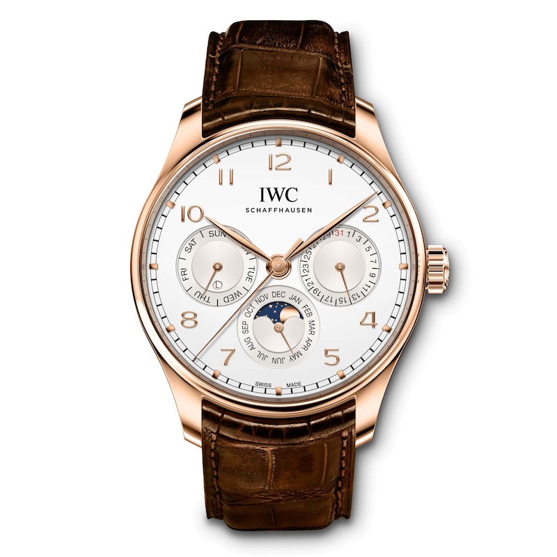 Main Image 1 of IWC Portugieser Men's 18ct Rose Gold & Brown Leather Strap Watch