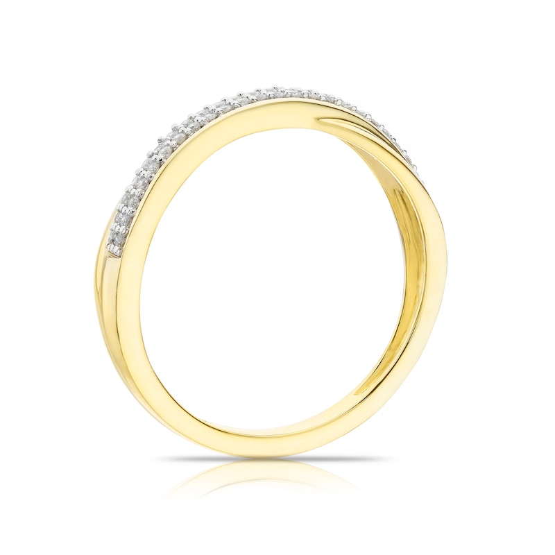9ct Yellow Gold 0.15ct Pave Set Crossover Eternity Ring