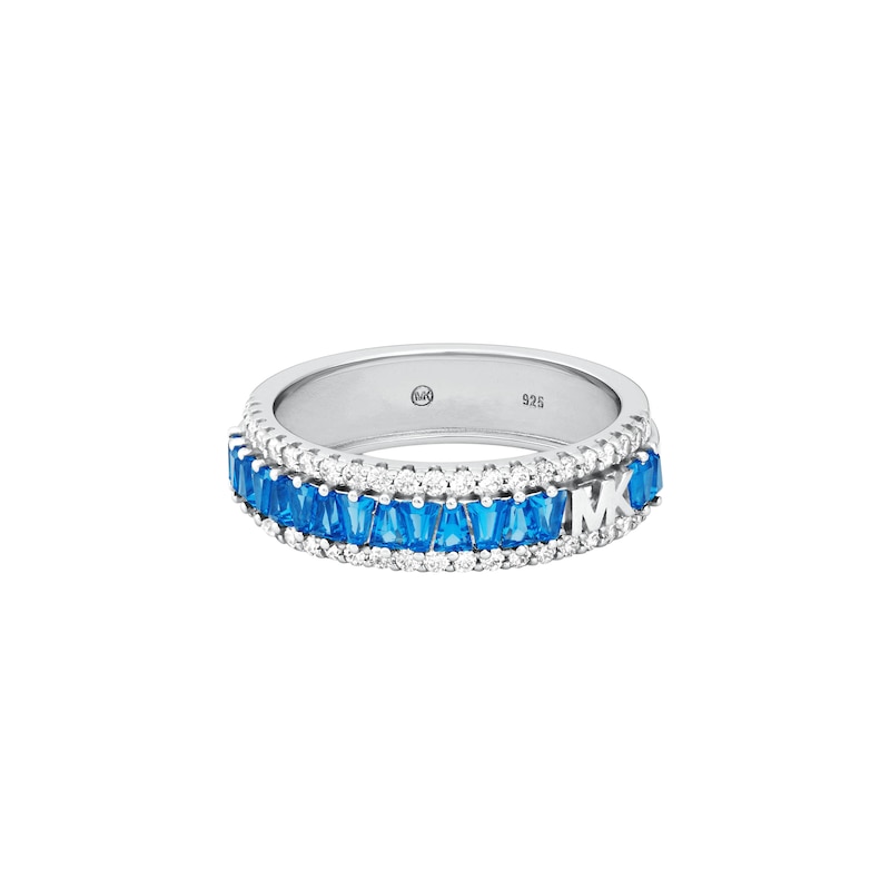 Michael Kors Brilliance Silver Blue CZ Ring (Size S)