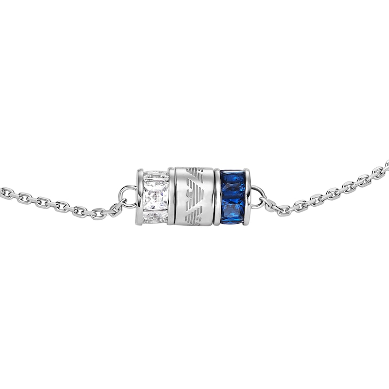 Emporio Armani Silver 7 Inch Blue Gem & Cubic Zirconia Bracelet