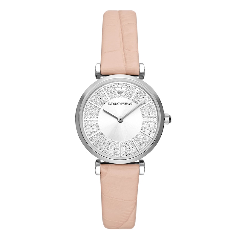 Emporio Armani Ladies' Pink Leather Strap Watch | Ernest Jones