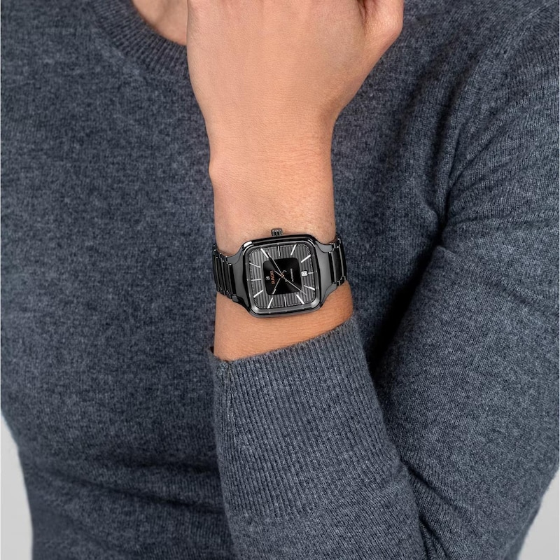 Rado True 38mm Square Automatic Grey Dial & Ceramic Bracelet Watch