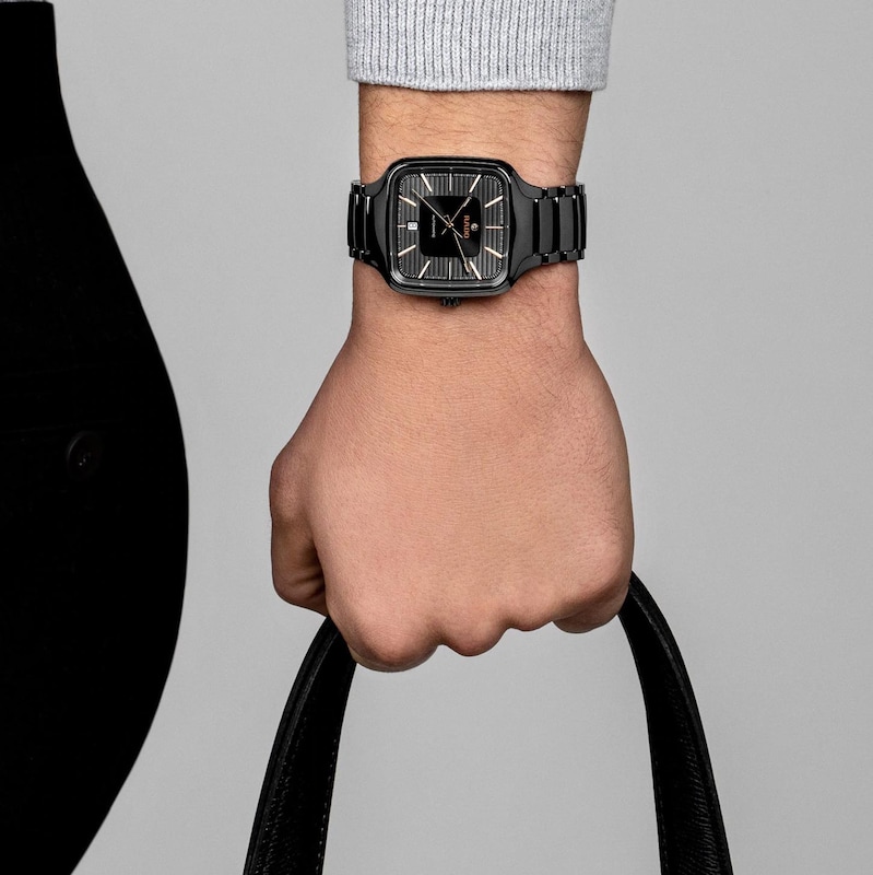 Rado True 38mm Square Automatic Grey Dial & Ceramic Bracelet Watch