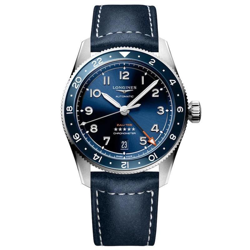 Main Image 1 of Longines Spirit Men's Blue Dial & Leather Strap Watch