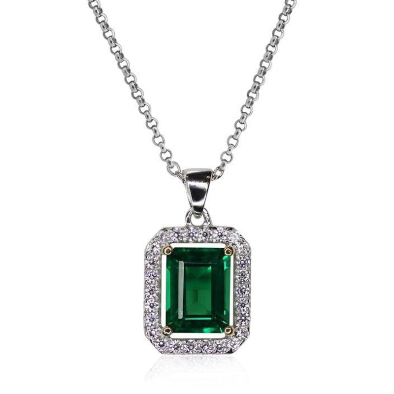 Main Image 1 of CARAT* LONDON Eton Silver Cubic Zirconia Baguette Cut Pendant