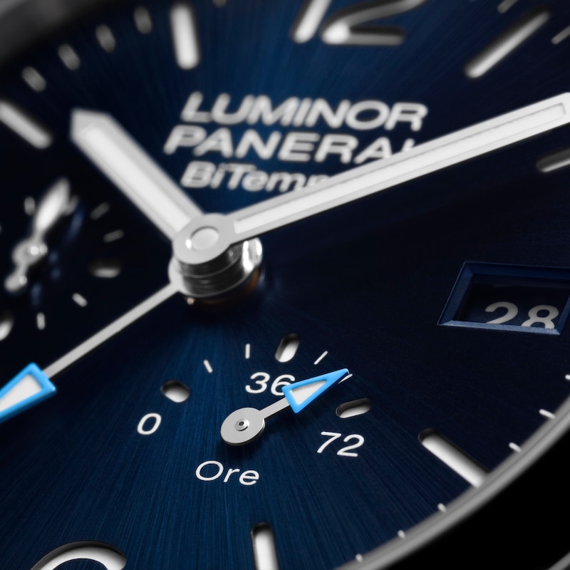 Panerai Luminor Bitempo 44mm Men's Blue Dial & Leather Strap Watch