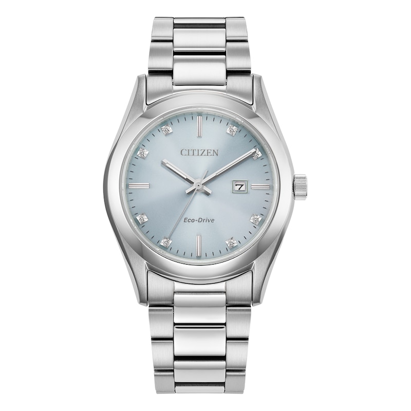 Citizen Eco-Drive Ladies' Blue Diamond Dial & Stainless Steel Watch ...