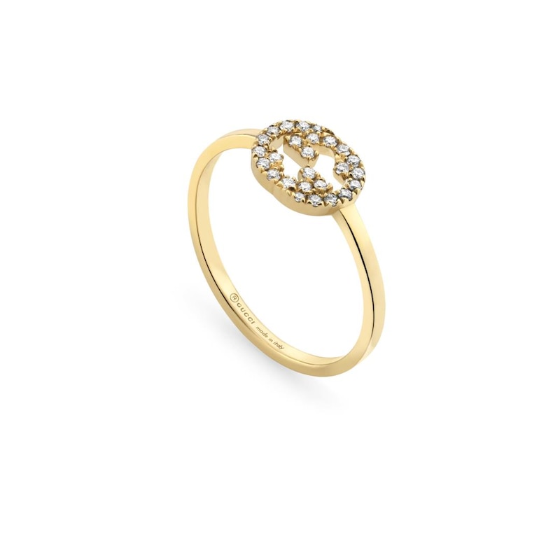 Gucci Interlocking Diamond & 18ct Yellow Gold Ring Size M-N