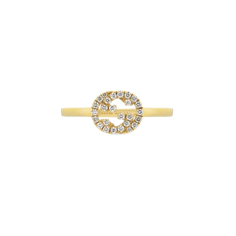 Gucci Interlocking Diamond & 18ct Yellow Gold Ring Size N-O