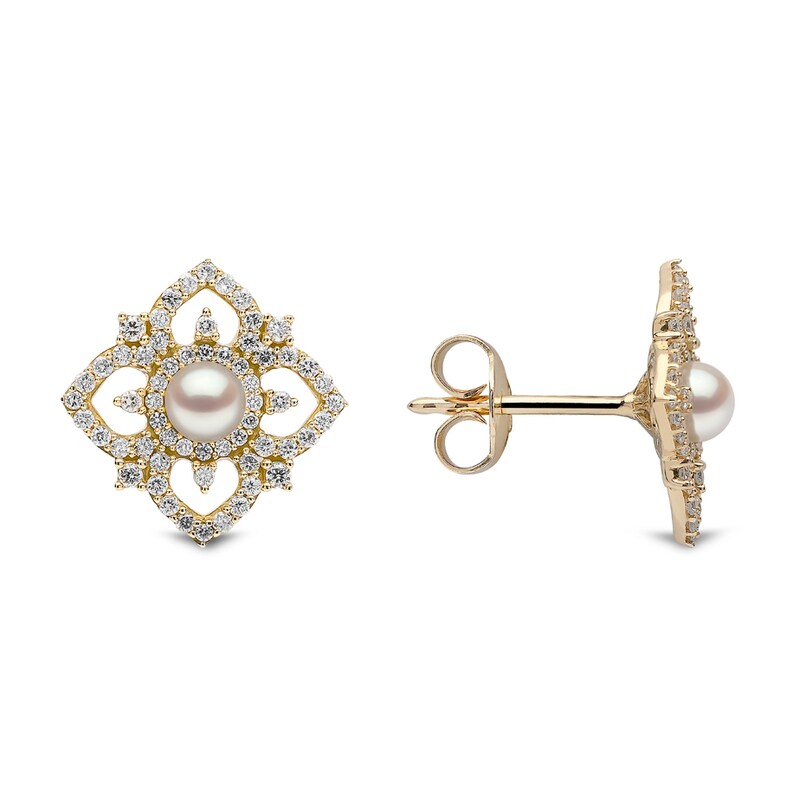 Main Image 2 of Yoko London Petal 18ct Yellow Gold Akoya Pearl 0.46ct Diamond Earrings