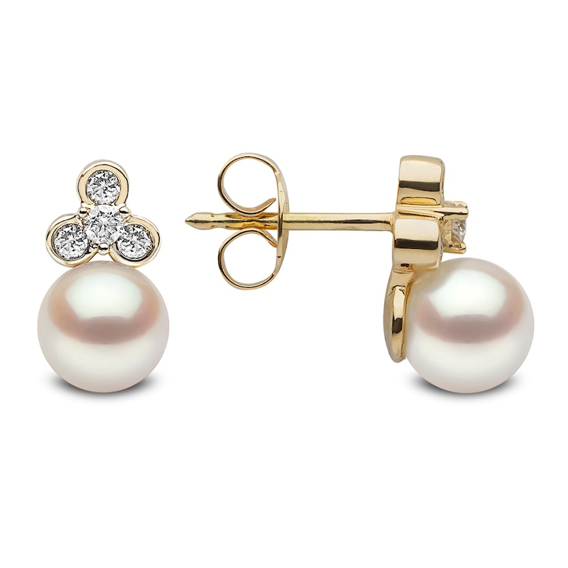 Main Image 2 of Yoko London Trend 18ct Yellow Gold Freshwater Pearl 0.16 Diamond  Earrings