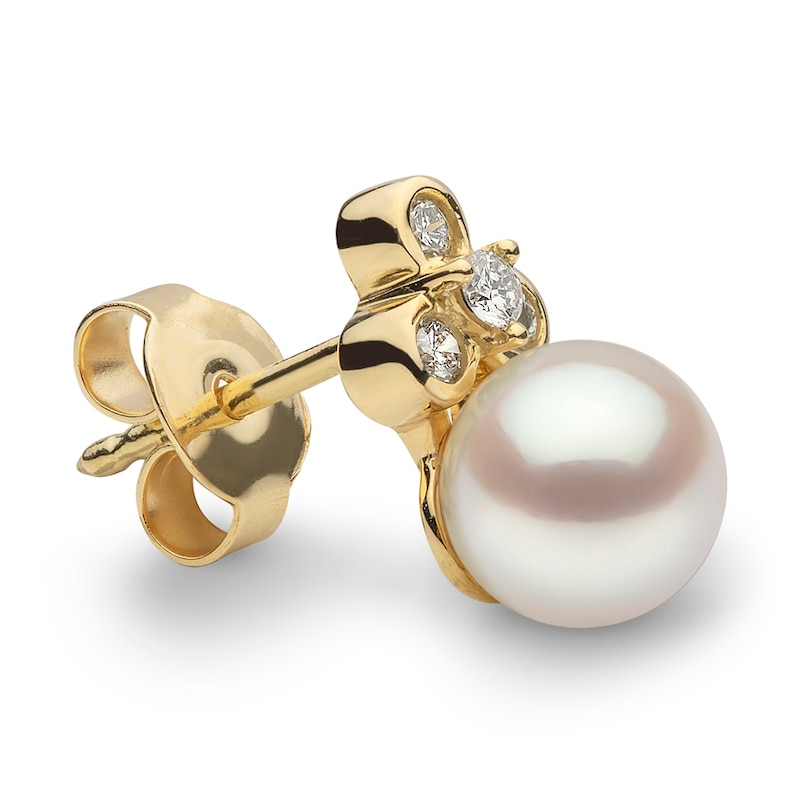 Main Image 3 of Yoko London Trend 18ct Yellow Gold Freshwater Pearl 0.16 Diamond  Earrings