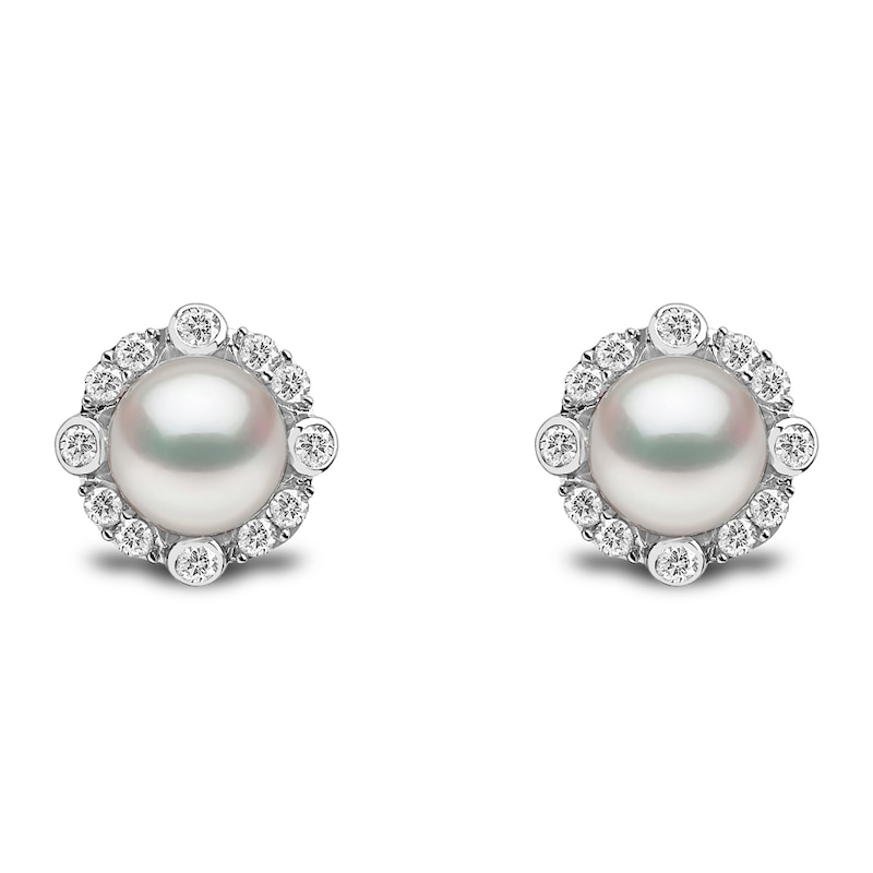 Main Image 1 of Yoko London Trend 18ct White Gold Freshwater Pearl 0.24ct Diamond Earrings