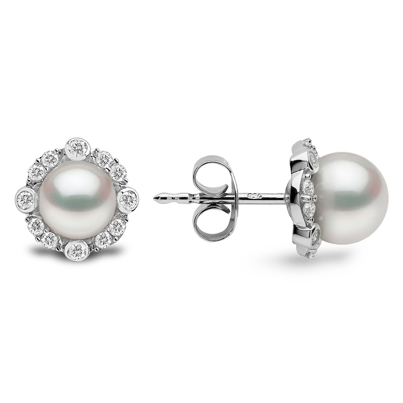 Main Image 2 of Yoko London Trend 18ct White Gold Freshwater Pearl 0.24ct Diamond Earrings