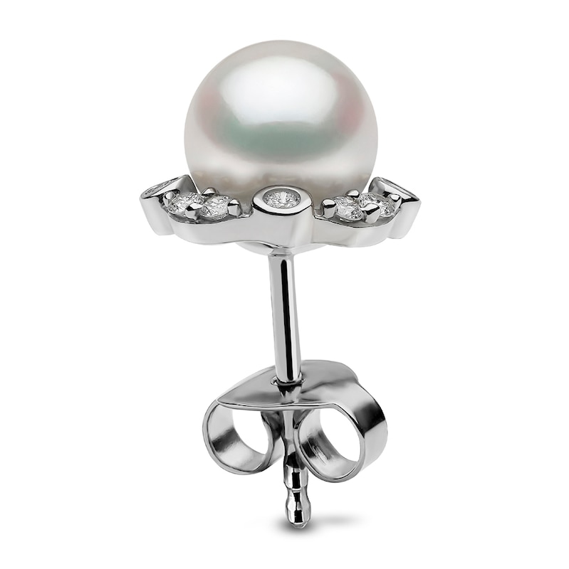 Main Image 3 of Yoko London Trend 18ct White Gold Freshwater Pearl 0.24ct Diamond Earrings