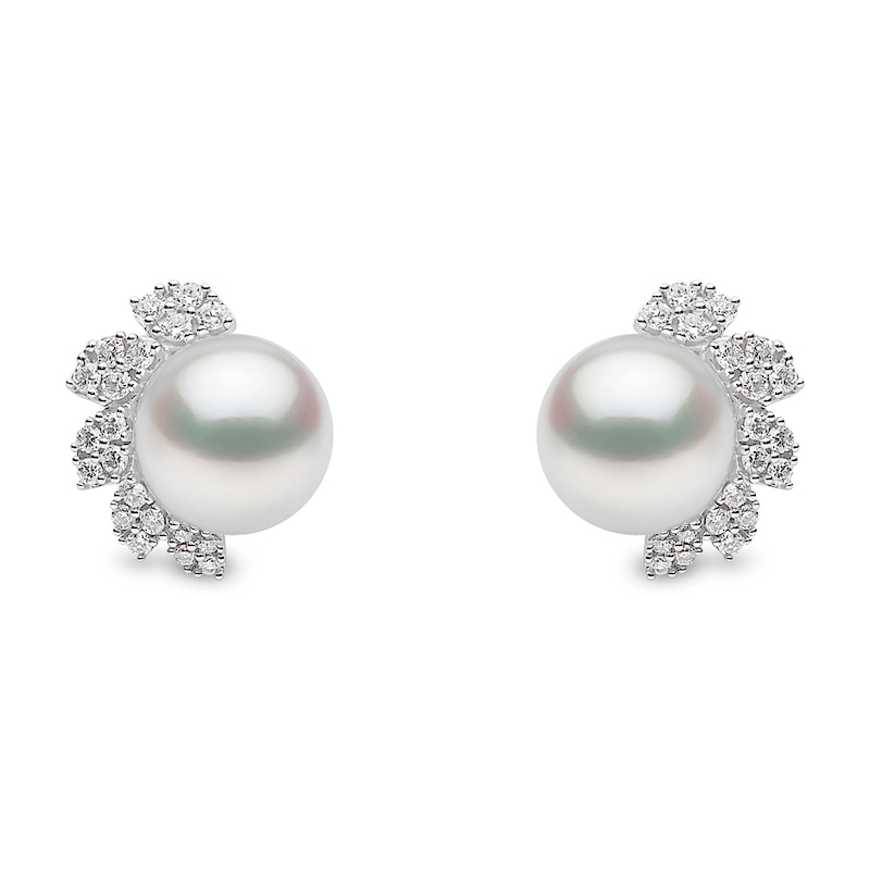 Main Image 1 of Yoko London Trend 18ct White Gold Freshwater Pearl 0.20ct Diamond Earrings