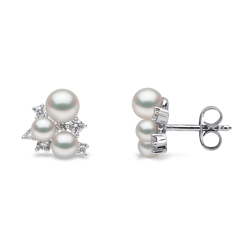 Yoko London Trend 18ct White Gold Freshwater Pearl 0.15ct Diamond Earrings