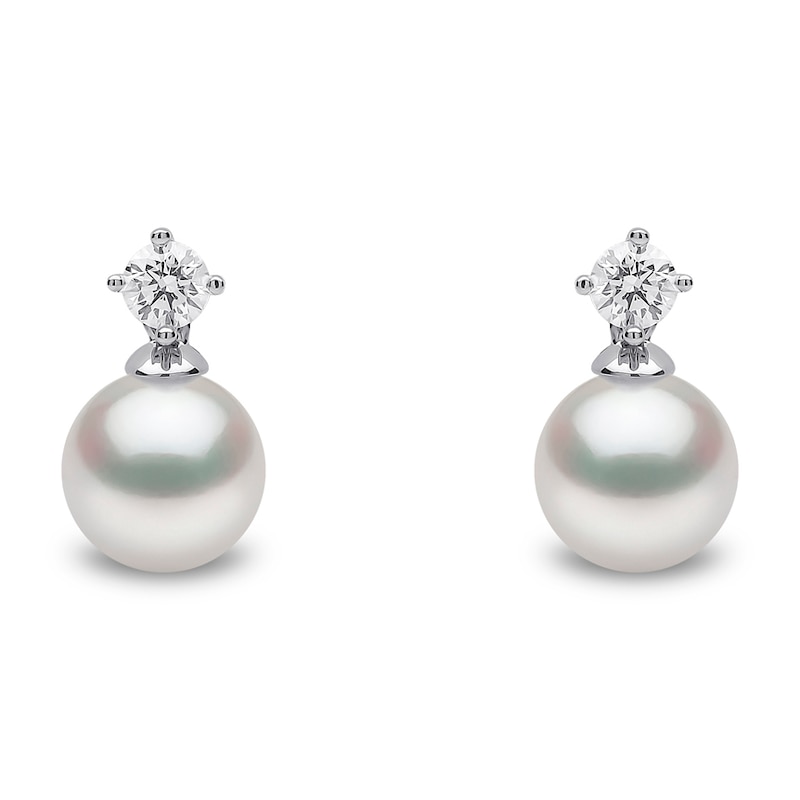 Main Image 1 of Yoko London Classic 18ct White Gold Akoya Pearl 0.20ct Diamond Earrings