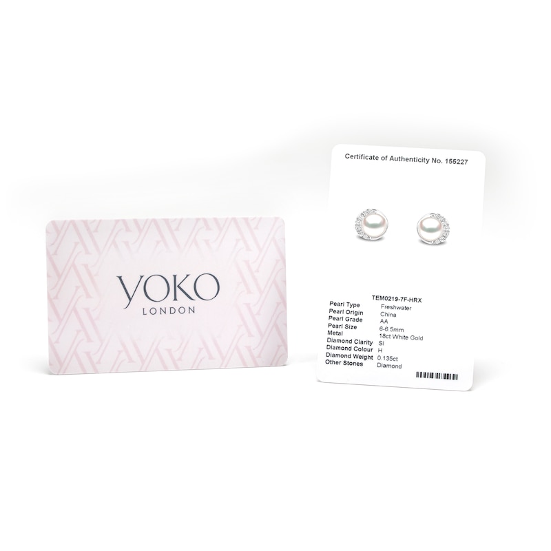 Main Image 5 of Yoko London Classic 18ct White Gold Akoya Pearl 0.20ct Diamond Earrings