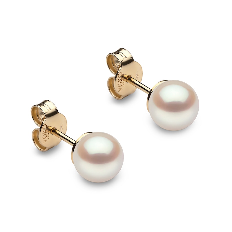 Main Image 1 of Yoko London Classic 18ct Yellow Gold Akoya Pearl 6mm Stud Earrings