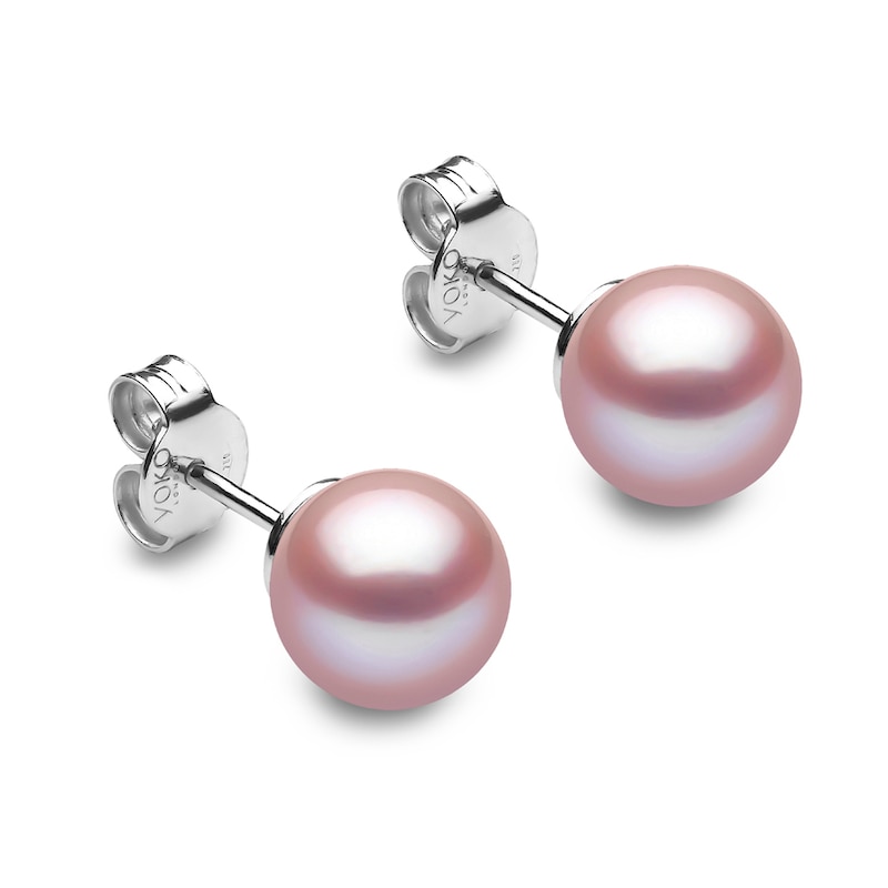 Main Image 1 of Yoko London Classic 18ct White Gold Pink Freshwater Pearl Stud Earrings