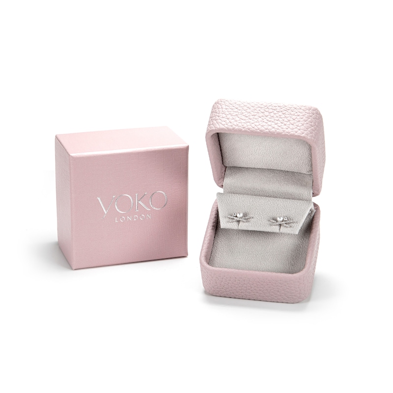 Main Image 6 of Yoko London Classic 18ct White Gold Pink Freshwater Pearl Stud Earrings