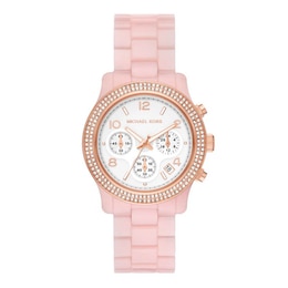 Michael Kors Runway Chronograph & Blush Pink Acetate Strap Watch