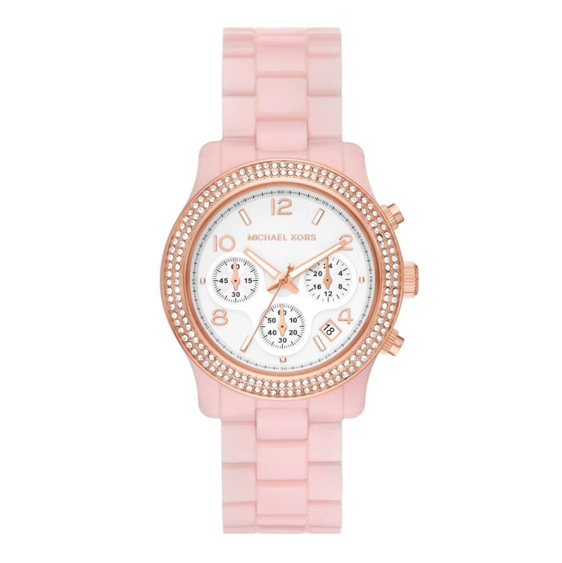 Main Image 1 of Michael Kors Runway Chronograph & Blush Pink Acetate Strap Watch