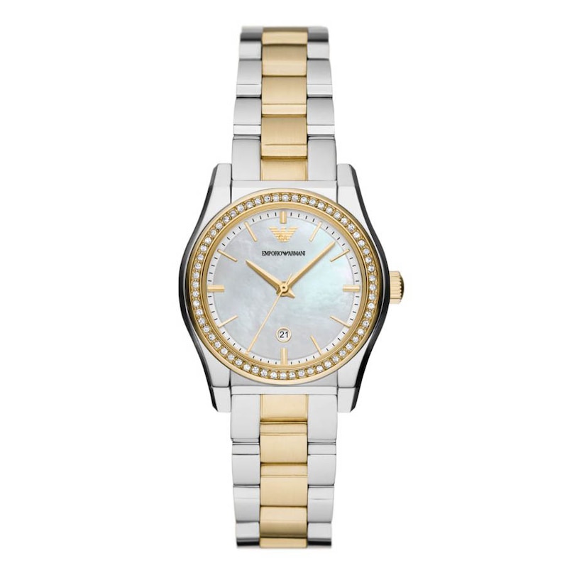 Emporio Armani Ladies' MOP Dial & Two-Tone Stainless Steel Watch