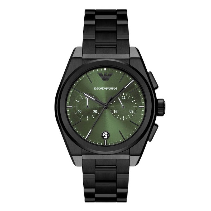 Main Image 1 of Emporio Armani Men's Chronograph Green Dial & Black Stainless Steel Watch