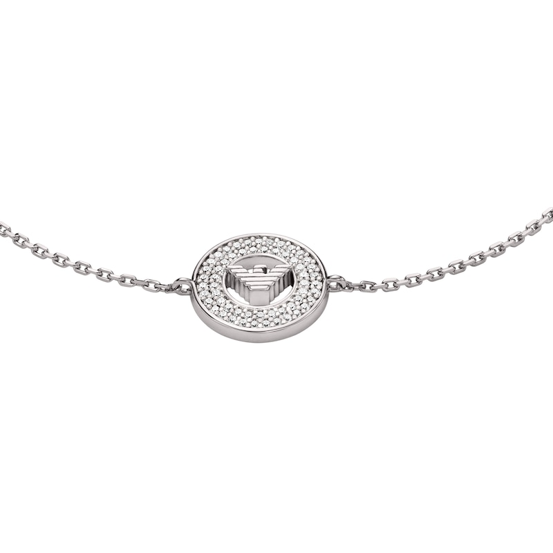 Main Image 2 of Emporio Armani Sterling Silver Crystal Circle Pendant Bracelet