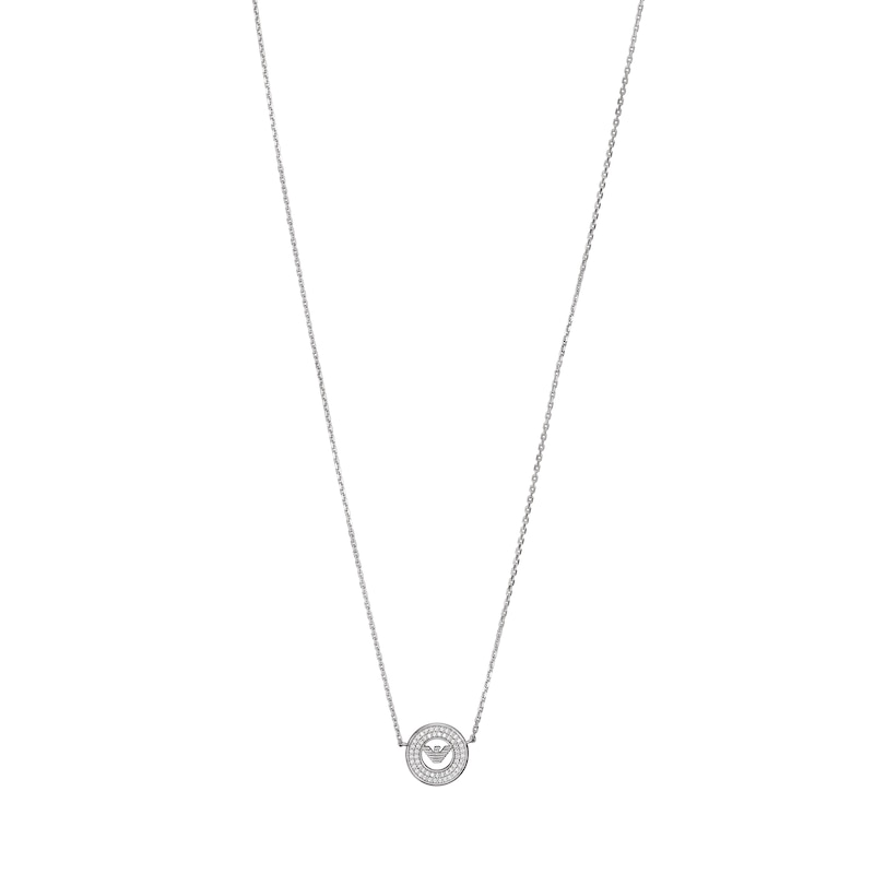 Main Image 1 of Emporio Armani Sterling Silver Crystal Circle Pendant Necklace