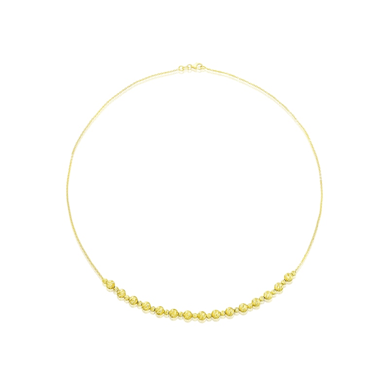 9ct Yellow Gold Diamond Cut Bead Station Necklace