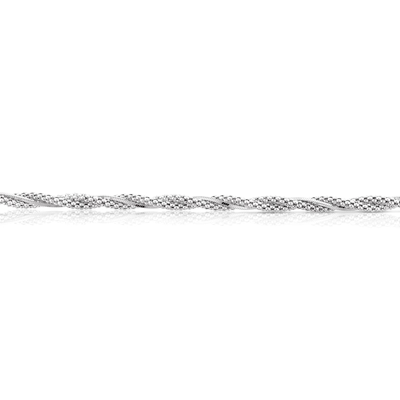 Sterling Silver 8 Inch Popcorn & Snake Twist Chain Bracelet