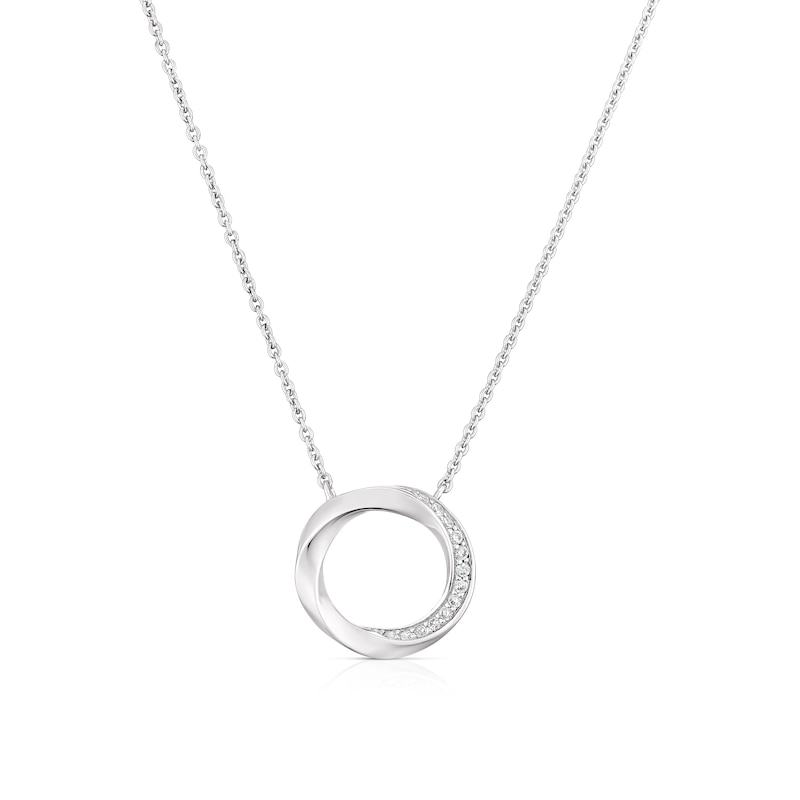 Sterling Silver Cubic Zirconia Twist Circle Necklace | Ernest Jones
