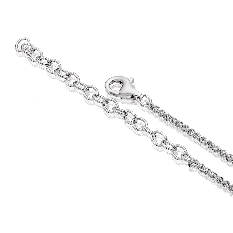 Main Image 3 of Sterling Silver Polished Organic Shape & Cubic Zirconia Double Pendant Necklace