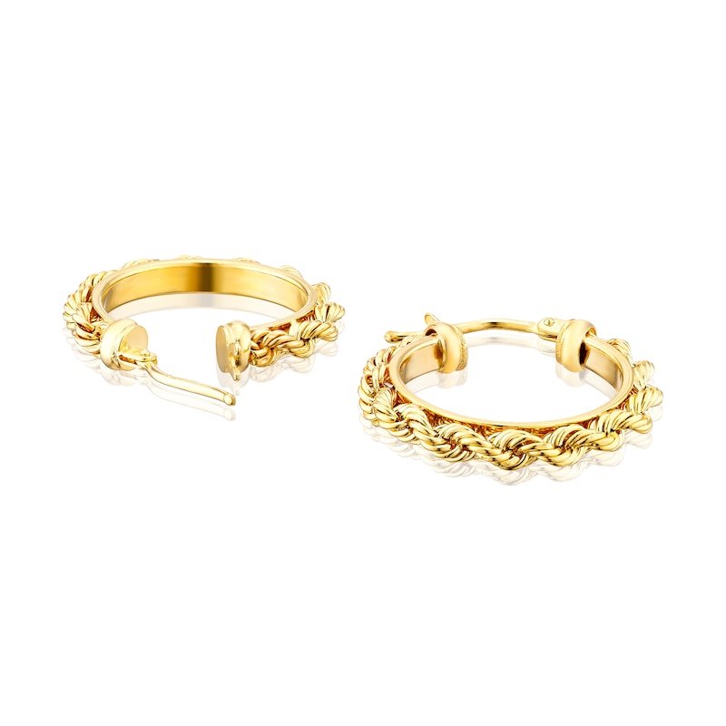 Main Image 2 of 9ct Yellow Gold Rope Hoop Earrings