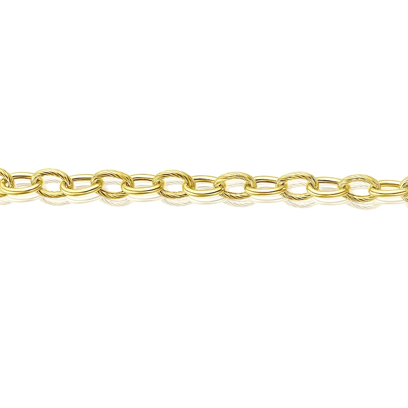 9ct Yellow Gold Polish & Texture Oval Link Chain Necklace | Ernest Jones