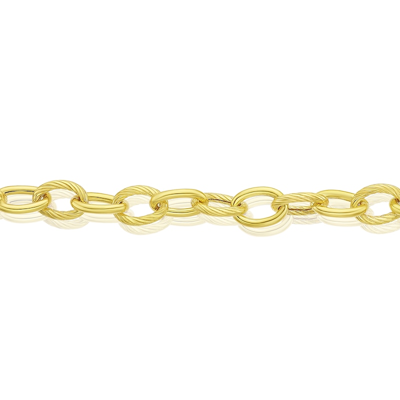 9ct Yellow Gold Polish & Texture Oval Link Bracelet