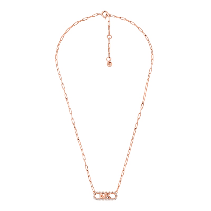 Main Image 2 of Michael Kors Statement Link MK 14ct Rose Gold Plated Silver Cubic Zirconia Necklace