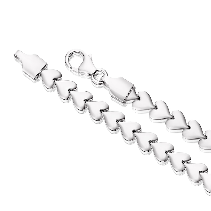 Sterling Silver 7 Inch Heart Charm Bracelet
