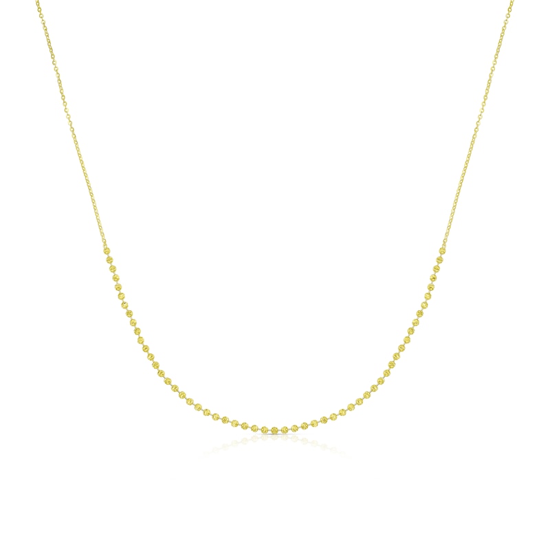 9ct Yellow Gold Diamond Cut Mini Bead Necklace