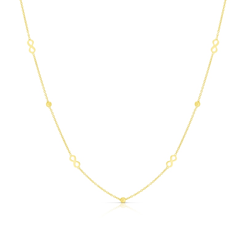 Main Image 1 of 9ct Yellow Gold Eternity Symbol & Ball Station Chain